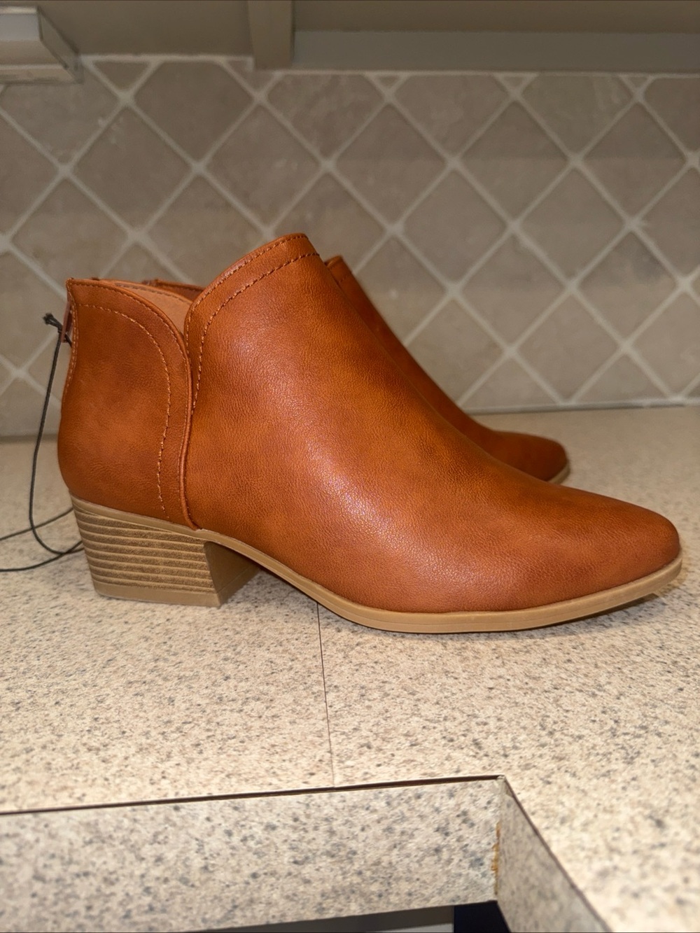 Maurice’s Tan Leather Ankle Booties - Classic Low Heel NWT